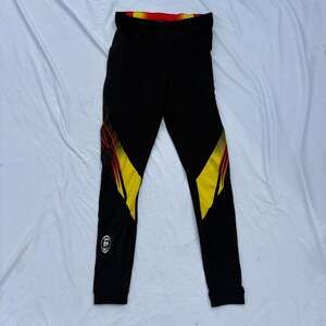 Louis Garneau Black Red Yellow Athletic Leggings Size L Retro